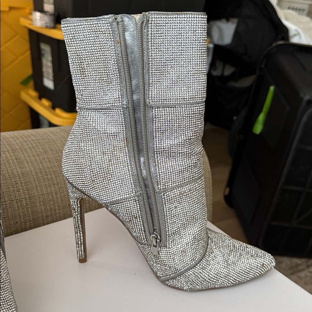 Silver Steve Madden Rhinestone Boots - Picture 8 of 8